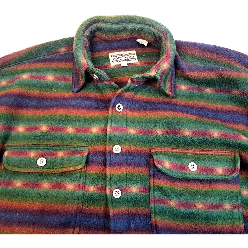 Vtg Point Zero Original Workwear Shacket Mens L MISSING 2 BUTTONS Southwest GORP